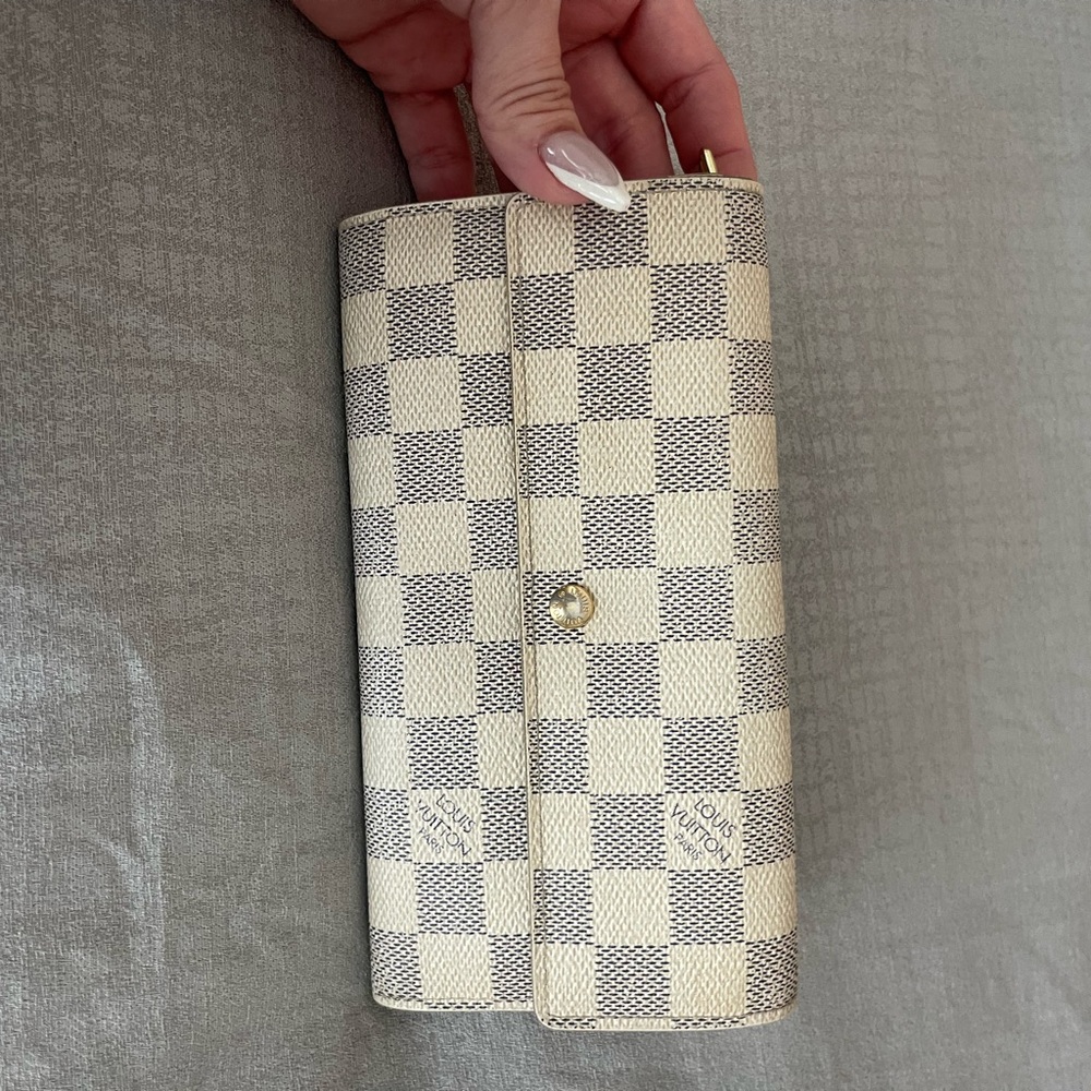 Louis Vuitton Cream and Gray Wallet Damier Azur